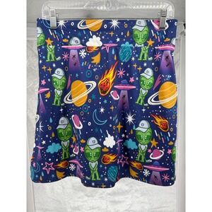 Golf Gentry Women's M Alien Space Print Athletic Skirt Skort Lined Outdoor
